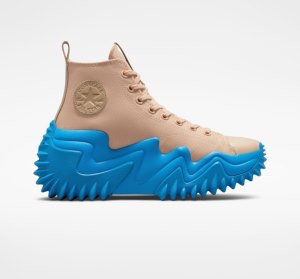 Beige / Khaki / Blue Men's Converse Chase the Drip x SGA Run Star Motion Platform Shoes | AVQ-963740