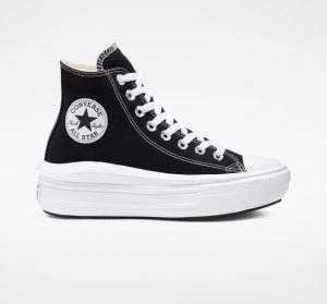 Black / Beige White / White Women's Converse Chuck Taylor All Star Move High Tops | FBI-035712