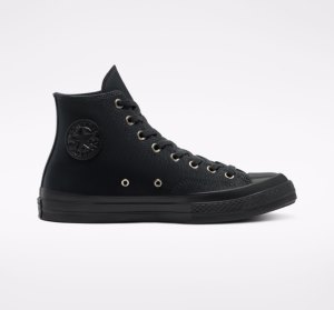 Black / Black / Black Men's Converse Chuck 70 Vintage Canvas Shoes | LAB-236074