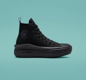 Black / Black / Grey Kids' Converse Chuck Taylor All Star Move Platform Shoes | NOH-328690