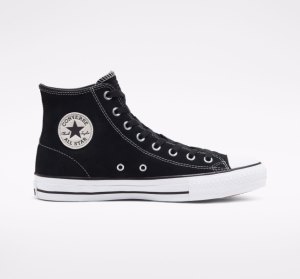 Black / Black / White Men's Converse CONS Chuck Taylor All Star Pro Suede Skate Shoes | QCI-126435