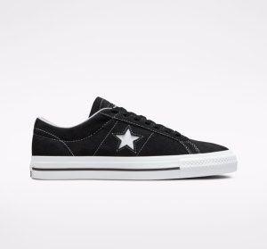 Black / Black / White Men's Converse CONS One Star Pro Suede Skate Shoes | SRZ-732596