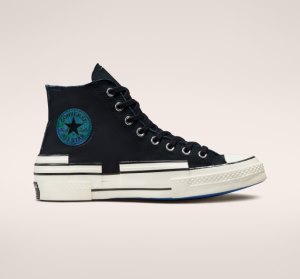 Black / Grey / Blue Men's Converse Chuck 70 Hacked Heel Tear Away Canvas Shoes | CAS-234068