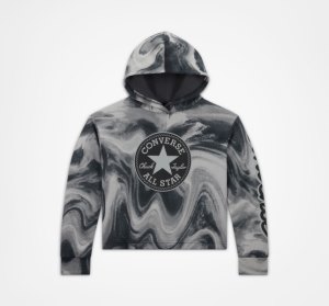Black Kids' Converse Dye Printed Chuck Taylor Patch Hoodie | TCK-546198