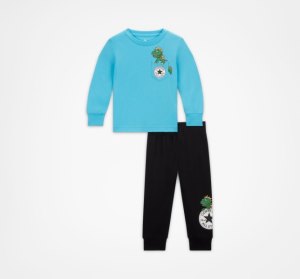 Black Kids' Converse Long Sleeve Dino Jogger | DLE-526039