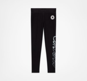 Black Kids' Converse Printed Rise Leggings | RPS-579412