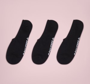 Black Men's Converse 3-Pack Wordmark Ultra-Low Liner Socks | UZV-426017