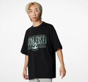 Black Men's Converse College Graphic T Shirts | NDQ-415069