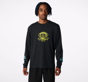 Black Men's Converse Desert Graphic Long Sleeve T Shirts | SPZ-576918