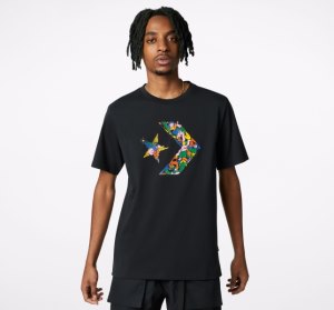 Black Men's Converse Forward Graphic T Shirts | KXG-136084