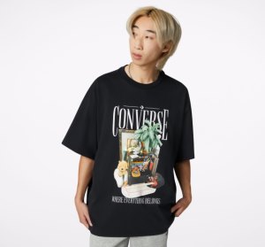 Black Men's Converse Hidden Treasures Graphic T Shirts | FRH-094657