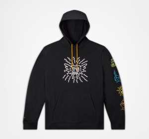 Black Men's Converse Keith Haring Fleece Hoodie | VTO-809143