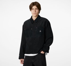 Black Men's Converse Lightweight Shop Jackets | TZY-795326