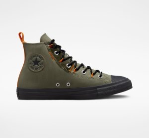 Black / Orange Women's Converse Chuck Taylor All Star Stitch Craft High Tops | PLX-617824