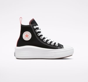 Black / Pink Light Blue / White Kids' Converse Chuck Taylor All Star Move Platform Shoes | SVT-231849