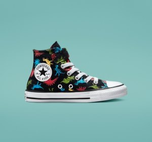 Black / Red / Blue Kids' Converse Chuck Taylor All Star Easy-On Dinosaurs Canvas Shoes | DRI-581392