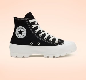 Black / White / Black Women's Converse Chuck Taylor All Star Lugged High Tops | CEP-938652