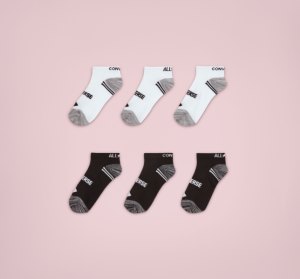 Black / White Kids' Converse 6-Pack No-Show Socks | JYH-246901