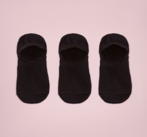 Black Women's Converse 3-Pack Microfiber Nylon Liner Socks | OBC-710524