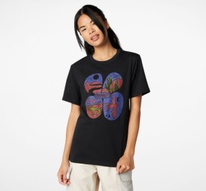 Black Women's Converse Artist Short Sleeve T Shirts | TMC-438107