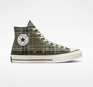 Black Women's Converse Chuck 70 Tartan High Tops | HZD-708594