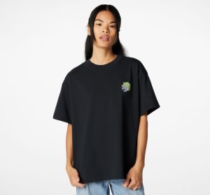 Black Women's Converse Desert Rave Oversized Art T Shirts | YZH-780215