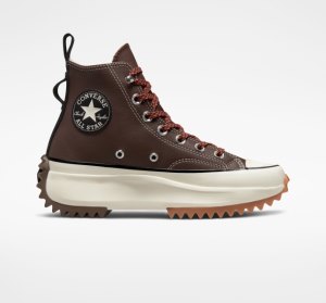 Black Women's Converse Run Star Leather Platform Shoes | EJN-098413