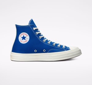 Blue / Black Men's Converse Comme des PLAY Chuck 70 Canvas Shoes | HZU-628754