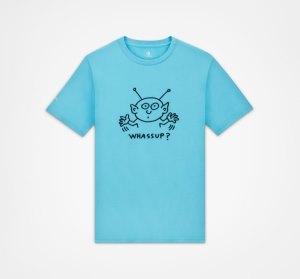 Blue Men's Converse Keith Haring Alien T Shirts | XPV-736452
