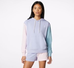 Blue Multicolor Women's Converse Colorblocked French Terry Hoodie | OCF-395862