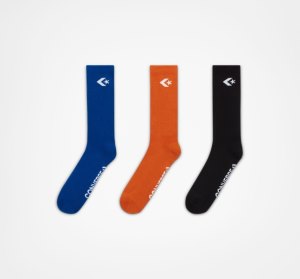 Blue / White Men's Converse 3-Pack Classic Star Chevron Socks | ONY-982036