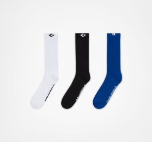 Blue / White Men's Converse 3-Pack Star Chevron Woven Loop Socks | JXQ-207916