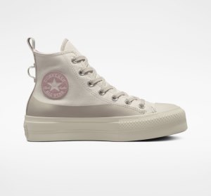 Brown / Grey Purple Women's Converse Chuck Taylor All Star Lift Water-Repellent High Tops | UPV-376104