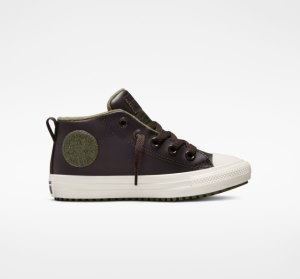 Brown Kids' Converse Chuck Taylor All Star Street Leather Boots | GXL-128679
