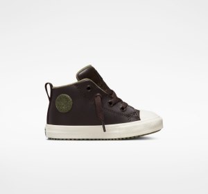 Brown Kids' Converse Chuck Taylor All Star Street Leather Boots | UMY-523867