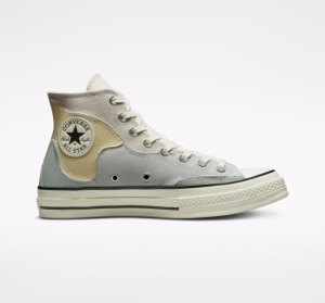 Brown / Lemon Women's Converse Chuck 70 Crafted Patchwork Canvas Shoes | UMB-560349