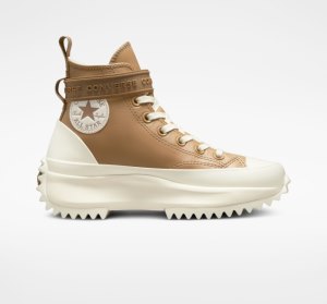 Brown Women's Converse Run Star Hike Platform Leather Hike High Tops | AVW-648190