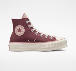 Dark Burgundy / Grey Purple Women's Converse Chuck Taylor All Star Lift Tonal Materials High Tops | KTX-249710