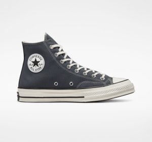 Grey / Black Men's Converse Chuck 70 Vintage Canvas Shoes | WCU-631902