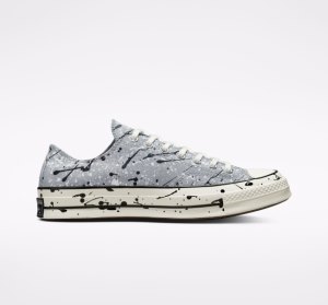 Grey / Black / White Women's Converse Chuck 70 Archive Paint Splatter Canvas Shoes | HBX-107658
