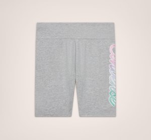 Grey Kids' Converse Glitter Script Rise Bike Shorts | OVY-105276