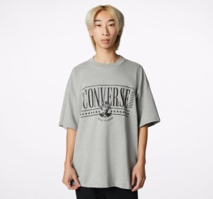 Grey Men's Converse College Graphic T Shirts | OST-426980