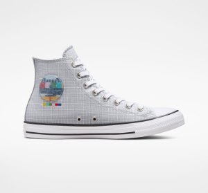 Grey / Multicolor Women's Converse Chuck Taylor All Star Grid High Tops | PKL-092435