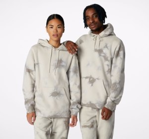Light Beige Women's Converse Go-To Star Chevron Washed Standard Fit Hoodie | BWF-136980