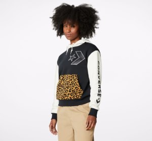 Multicolor Women's Converse Heritage Leopard Print Pullover Hoodie | RVJ-264351