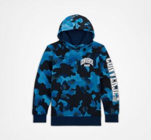 Navy Kids' Converse Camo Pullover Hoodie | LBR-681497