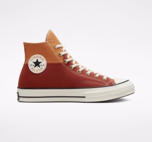 Orange Men's Converse Chuck 70 Colorblocked Canvas Shoes | KWE-410762