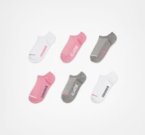 Pink Kids' Converse 6-Pack Wordmark No-Show Socks | FEB-304598