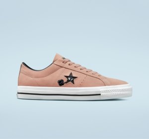 Pink / White / Black Men's Converse CONS One Star Pro Tattoo Art Skate Shoes | AWX-734089