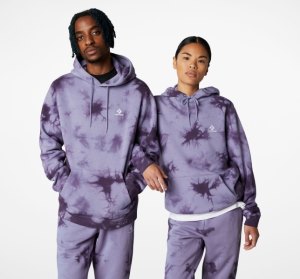 Purple / Dark Women's Converse Go-To Star Chevron Washed Standard Fit Hoodie | RBK-065931